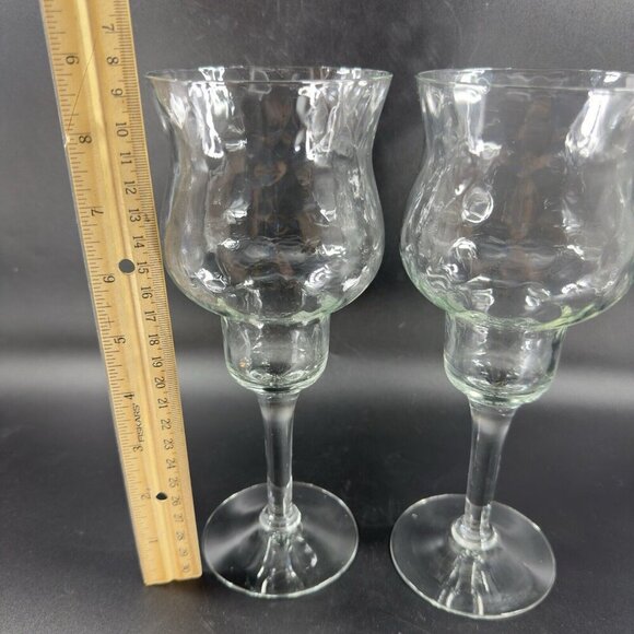 Vintage Venetian Clear Optic Tall Course Candle Holder Hurricane Votive Italy 2 - Picture 3 of 12